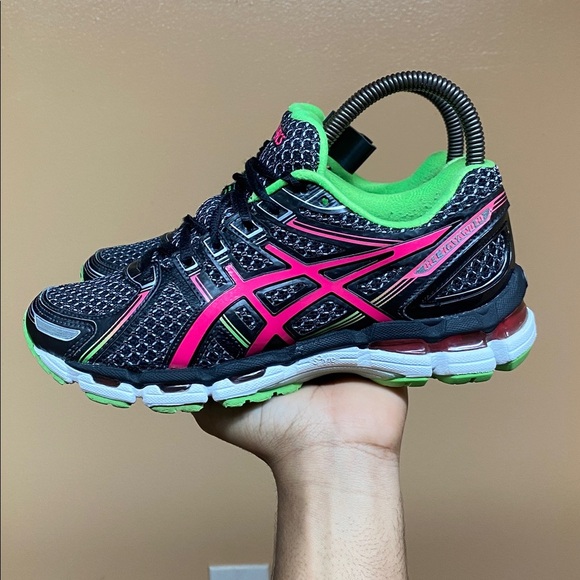 ASICS Gel-Kayano 19 Women’s Running Sneakers Black Grey Pink Green Size 6 T350N - Picture 3 of 16